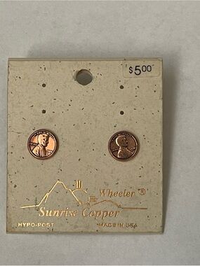 Penny Stud Earrings - Copper,  hypo post